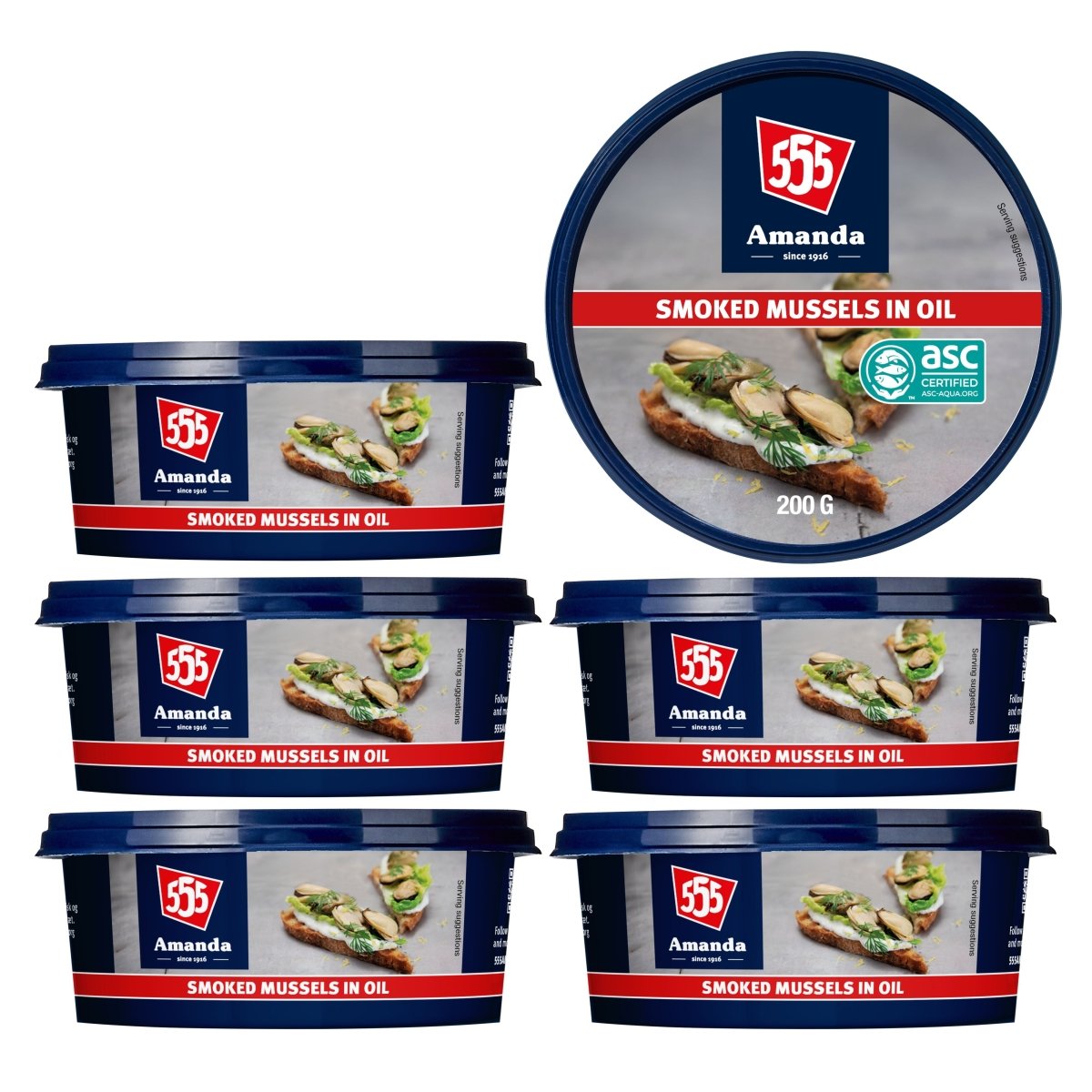 555 Amanda Smoked Mussels in Oil 6 x 200g - BUB BRANDS