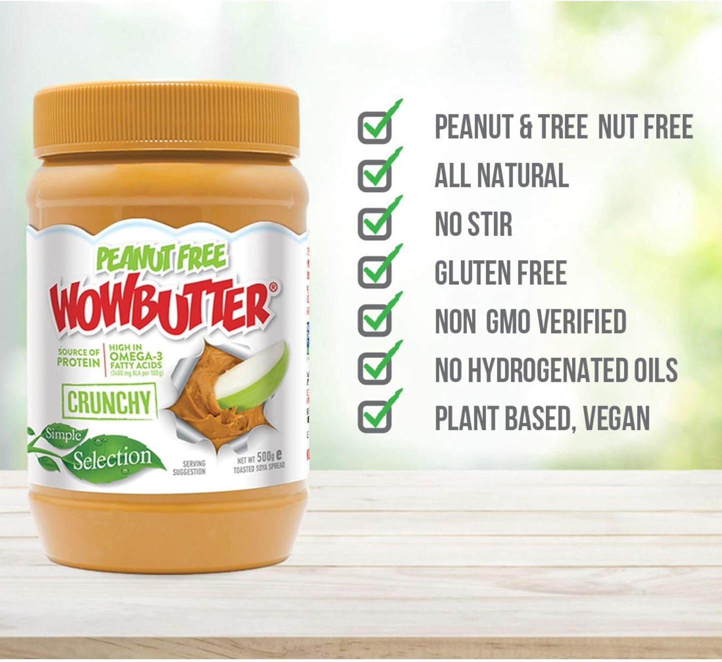 WOWBUTTER Crunchy Toasted Soya Spread - Tastes Like Peanut Butter - Nut-Free, Vegan, Gluten Free, Halal & Kosher, Protein Spread - 7g Plant Protein, 1000mg Omega-3 per Serving (3)