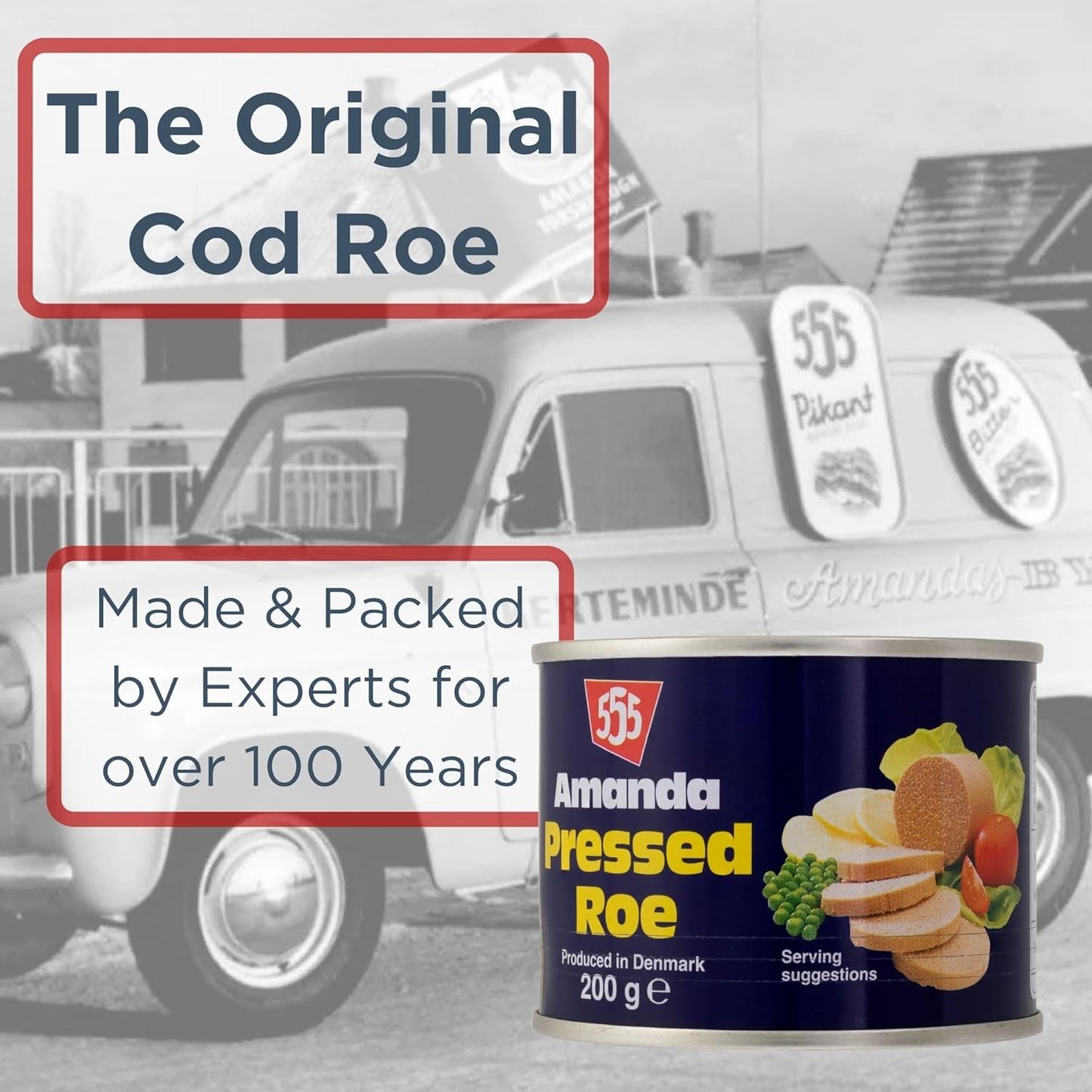 Amanda 555: Tinned Cod Roe | The Original Cod Roe | High in Protein Omega 3 Vitamin D & B12 | MSC Certified, Sustainable, and Delicious | Perfect for Home or Fish & Chip Shops (3 x 200g)