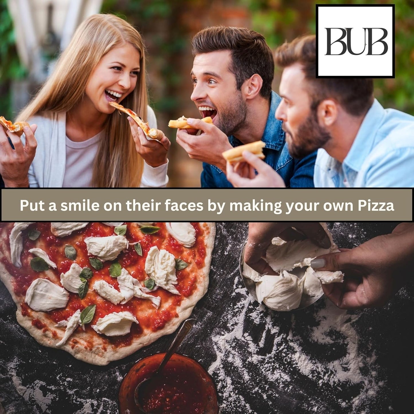 BUB Pizza Making Kit Gift Pack: Make Authentic Neapolitan Pizza Dough at Home - Includes Caputo 00 Flour Caputo Yeast Mutti Pizza Sauce & an Easy to Follow Recipe - 5 Item Pizza Kit