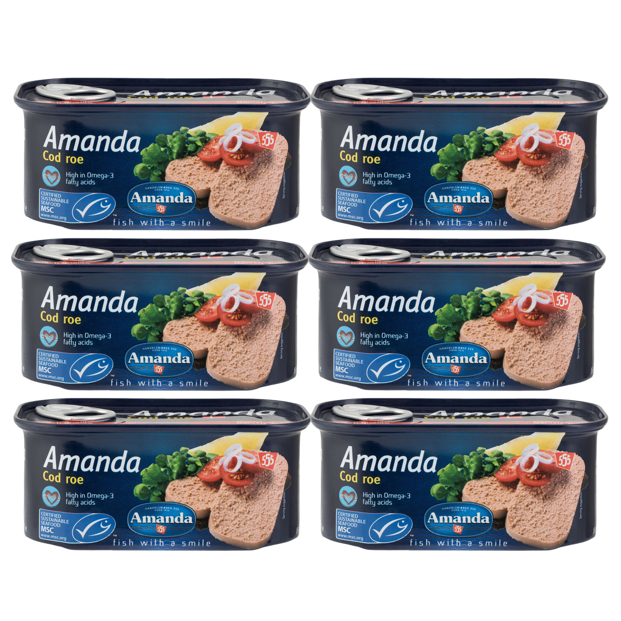 Amanda 555 Tinned Cod Roe 6 x 200g multipack. Ringpull Tins