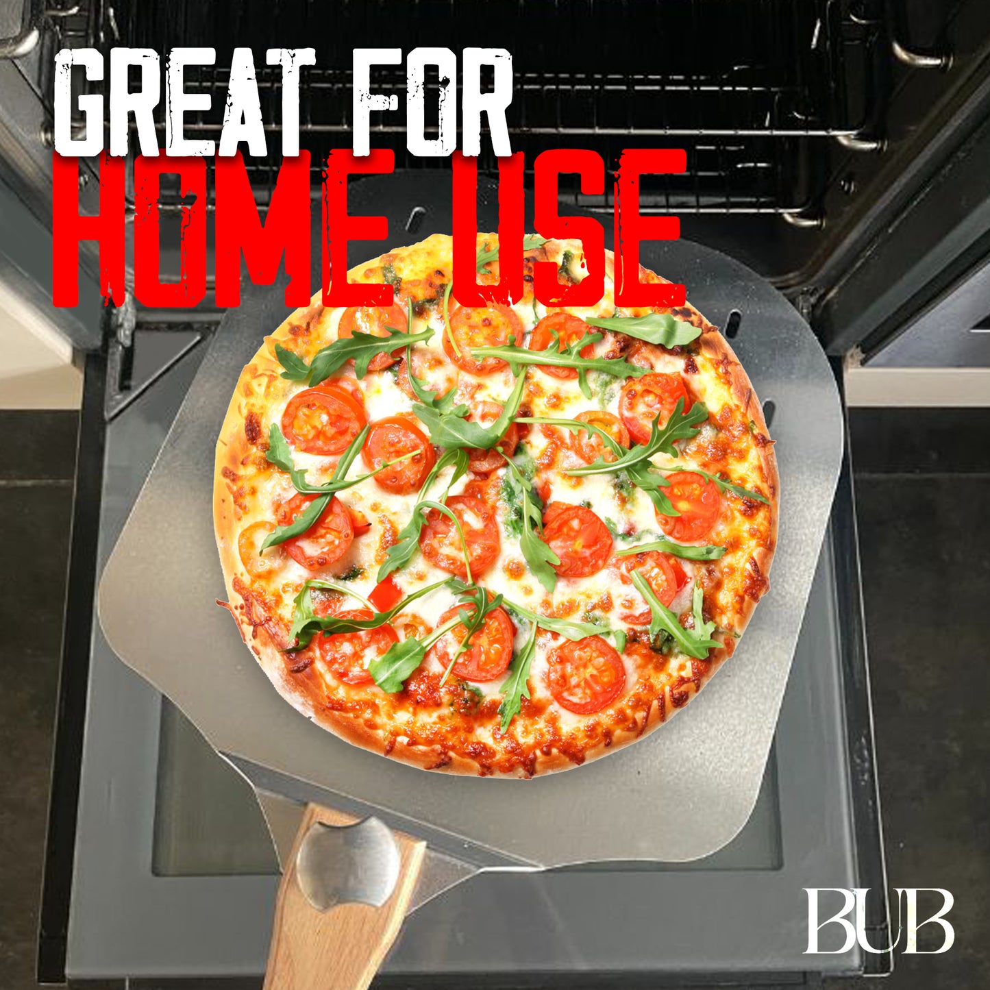 12 Inch Perforated Aluminium Pizza Peel — Foldable Wooden Handle for Home & Pizza Ovens