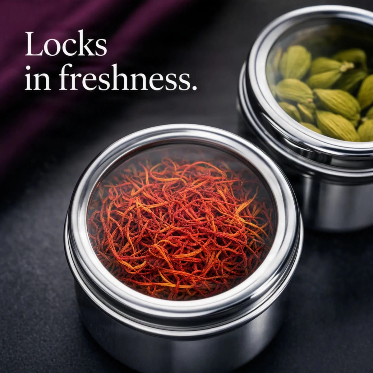 BUB Premium Masala Dabba 22cm | Stainless Steel Indian Spice Tin with 9 Pots, Airtight Lids & Spoon - BUB BRANDS