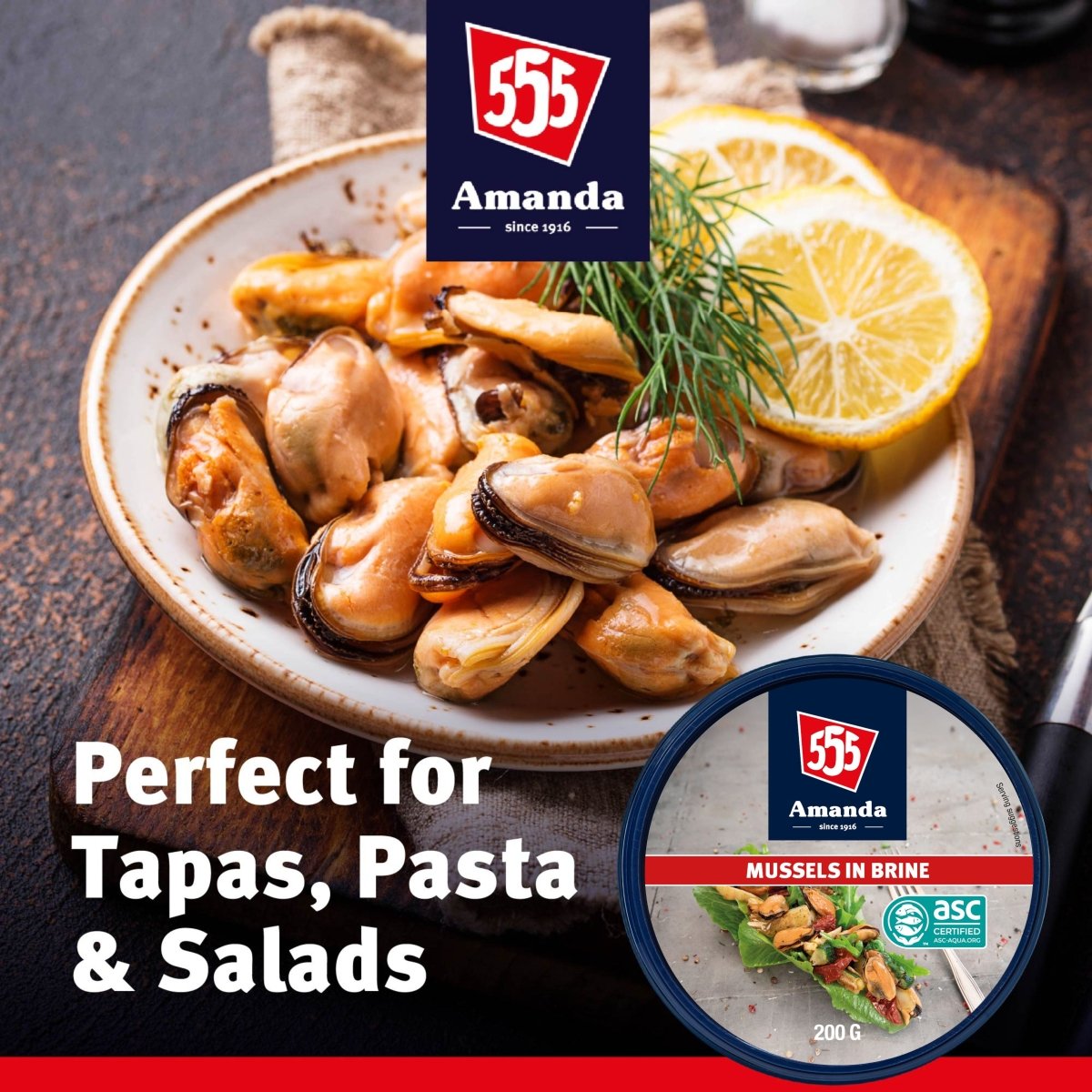 555 Amanda Mussels in Brine 200g - BUB BRANDS