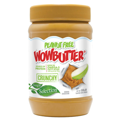 WOWBUTTER Crunchy Toasted Soya Spread 500g — Nut‑Free Peanut Butter Alternative (Vegan, Halal, Kosher)