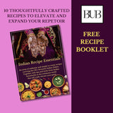 BUB Indian Spices for Cooking Gift Box & Curry Kit - Indian Essentials Recipe Booklet & Premium Quality Rajah Spices - Spice Tin Refill Kit - Perfect Indian Cooking Starter Box (12 ITEM PREMIUM)