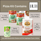 BUB Pizza Making Kit Gift Pack: Make Authentic Neapolitan Pizza Dough at Home - Includes Caputo 00 Flour Caputo Yeast Mutti Pizza Sauce & an Easy to Follow Recipe - 5 Item Pizza Kit