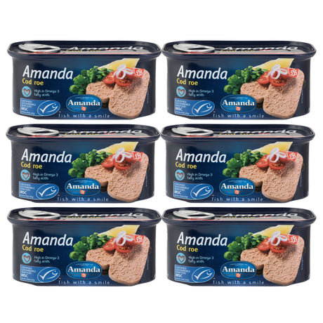 Amanda 555 Tinned Cod Roe 6 x 200g multipack. Ringpull Tins