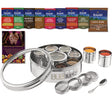 Masala Dabba Gift Set 22cm | Indian Spice Tin with Rajah Spices & Recipe Book - BUB BRANDS