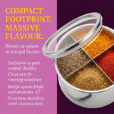 Masala Dabba Gift Set 22cm | Indian Spice Tin with Rajah Spices & Recipe Book - BUB BRANDS