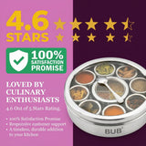 Masala Dabba Gift Set 22cm | Indian Spice Tin with Rajah Spices & Recipe Book - BUB BRANDS