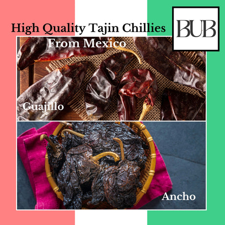 BUB Mexican Dried Chillies 2 Pack: Tajin Ancho & Guajillo + Recipe Guide