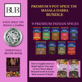 Masala Dabba Gift Set 22cm | Indian Spice Tin with Rajah Spices & Recipe Book