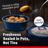 Ready to eat smoked mussels in plastic pots