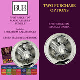 Masala Dabba Gift Set 18.5cm | Indian Spice Tin with Rajah Spices & Recipe Book