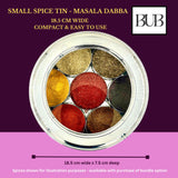 Masala Dabba Gift Set 18.5cm | Indian Spice Tin with Rajah Spices & Recipe Book