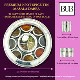 Masala Dabba Gift Set 22cm | Indian Spice Tin with Rajah Spices & Recipe Book