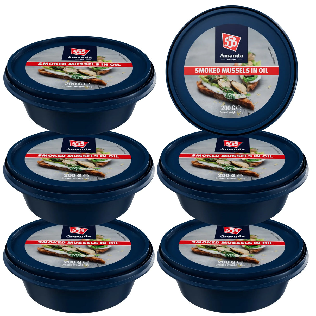 555 Amanda Smoked Mussels in Oil 6 x 200g pack