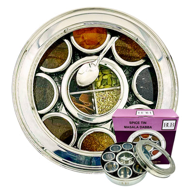 BUB 22cm Premium Stainless Steel Masala Dabba Spice Tin — Organise Up to 12 Spices with Airtight Lids